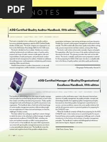 Footnotes: ASQ Certified Quality Auditor Handbook, Fifth Edition