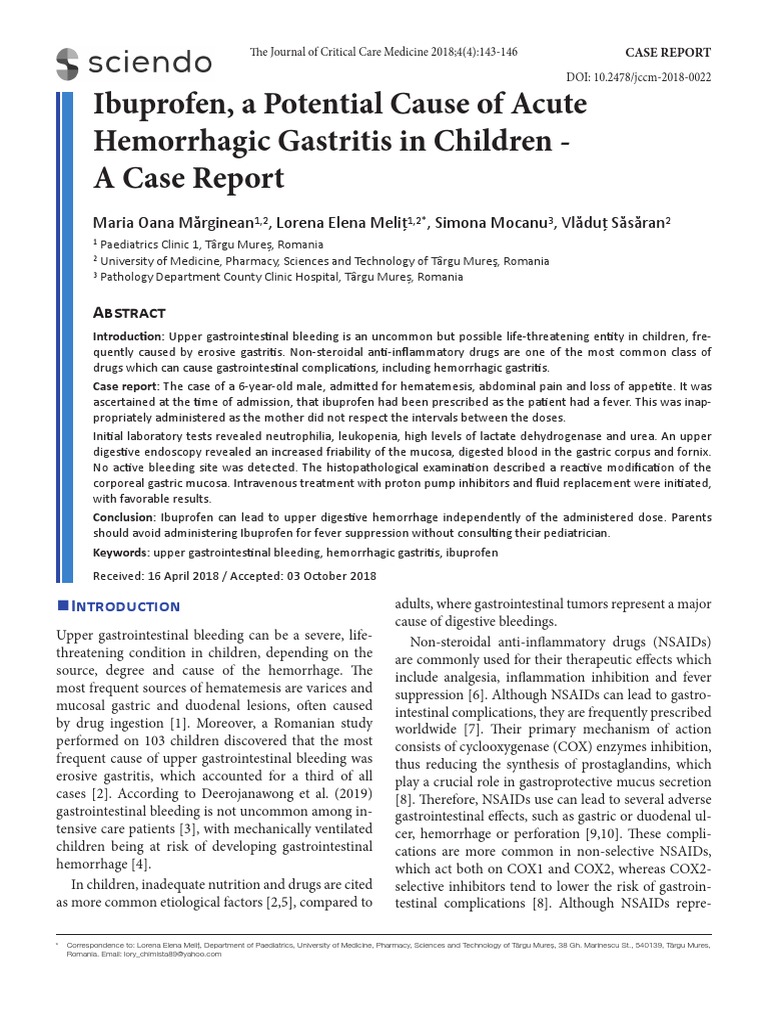 Ibuprofen, A Potential Cause of Acute Hemorrhagic Gastritis in Children