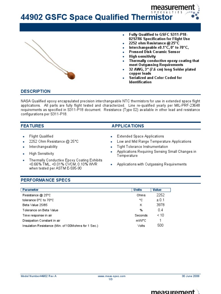 YSI 44902 Thermistor PDF Electrical Resistance And Conductance