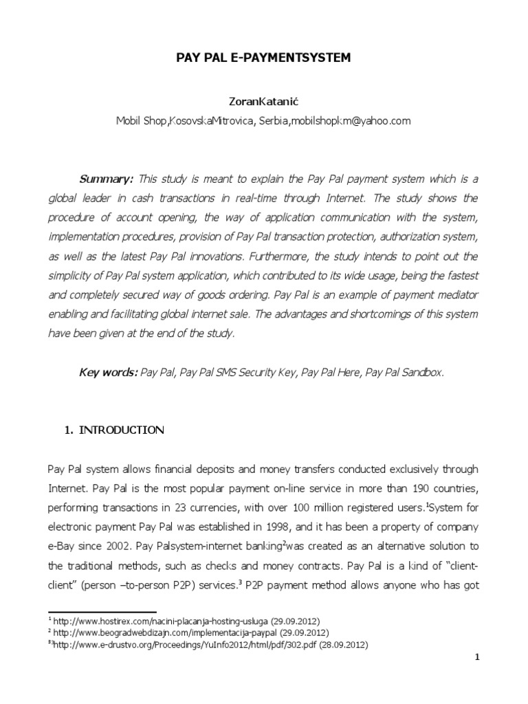 Pay Pal E-Paymentsystem | PDF | Pay Pal | Financial Transaction