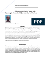 Determinants of Teachers' Attitudes Towards E-Learning in Tanzanian Higher Learning Institutions