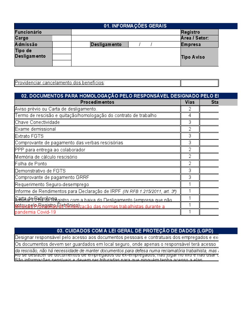 Documentos e Procedimentos de Rescisão | PDF | Salário | Férias ...