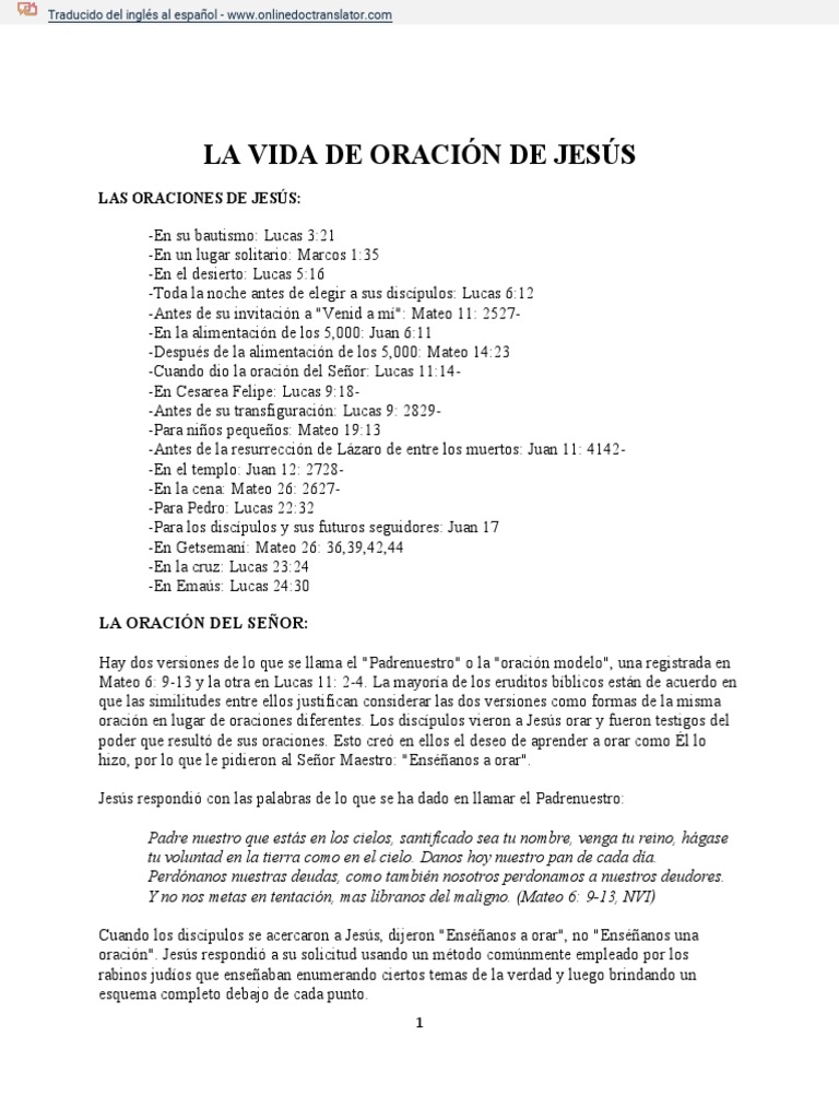 La Oración de Jesús: Un Análisis | PDF | Oración | orador del Señor