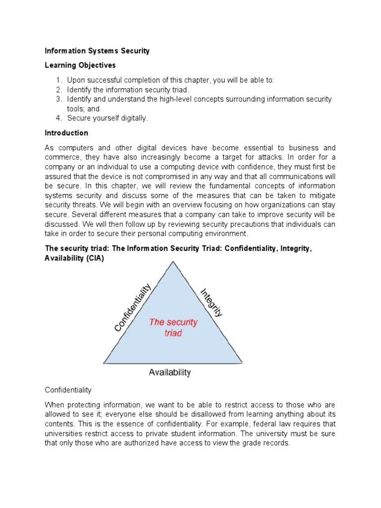 Information Systems Security Learning Objectives | PDF | Key ...
