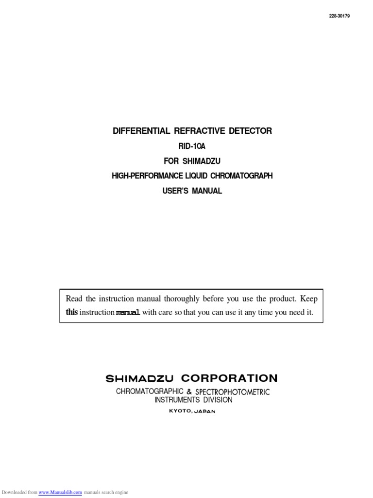 Differential Refractive Detector: Rid-1 Oa Shimadzu High-Performance ...