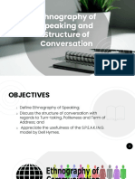 Ethnography of Speaking and Structure of Conversation