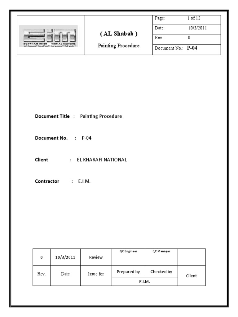 Painting Procedure PDF Paint Specification (Technical Standard)