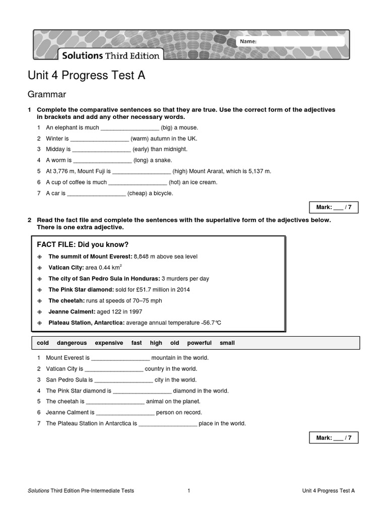 Unit 4 Progress Test A Solutions | PDF | Weather | Weather Forecasting