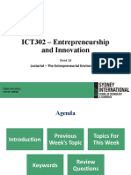 ICT302 - Entrepreneurship and Innovation: Lectorial - The Entrepreneurial Environment