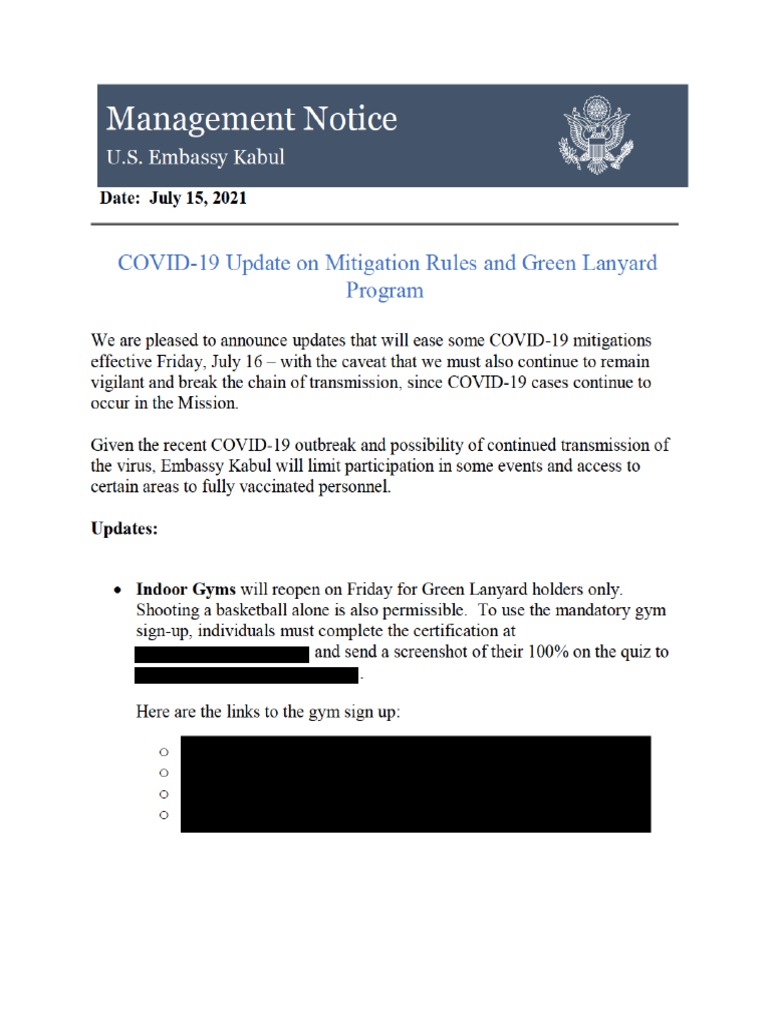 Kabul Embassy Memo On COVID Mitigation | PDF | Epidemiology | Health ...