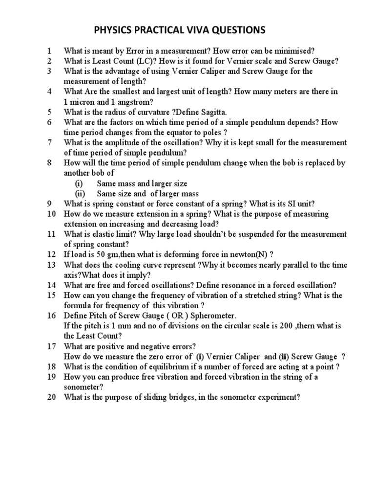 Physics practical viva questions pdf teaching methods materials