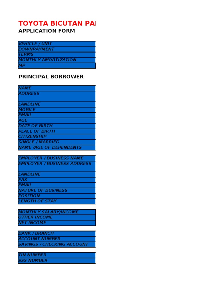 Car Loan Application Form | PDF