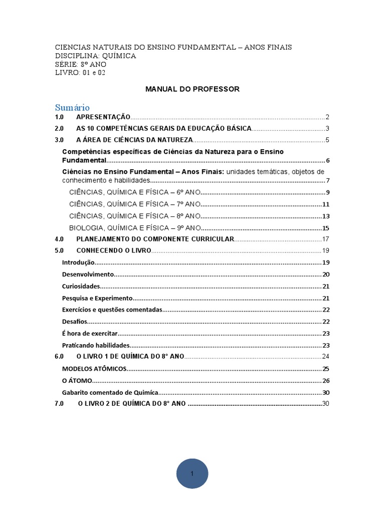 Manual Do Professor - Ciencias Livro 01 (7°ano) | PDF | Science ...