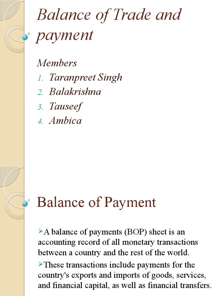 Balance of Trade and Payments Overview | PDF | Finance & Money ...