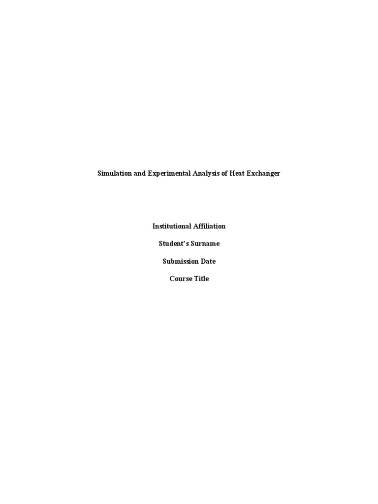 Simulation and Experimental Analysis of Heat Exchanger | PDF | Heat ...