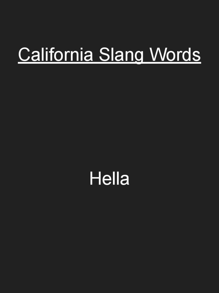 California Slang Words PDF
