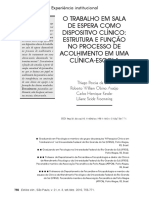 O Trabalho em Sala de Espera Como Dispositivo Clinico Estrutura e Funcao No Processo de Acolhimento em Uma Clinica Escola