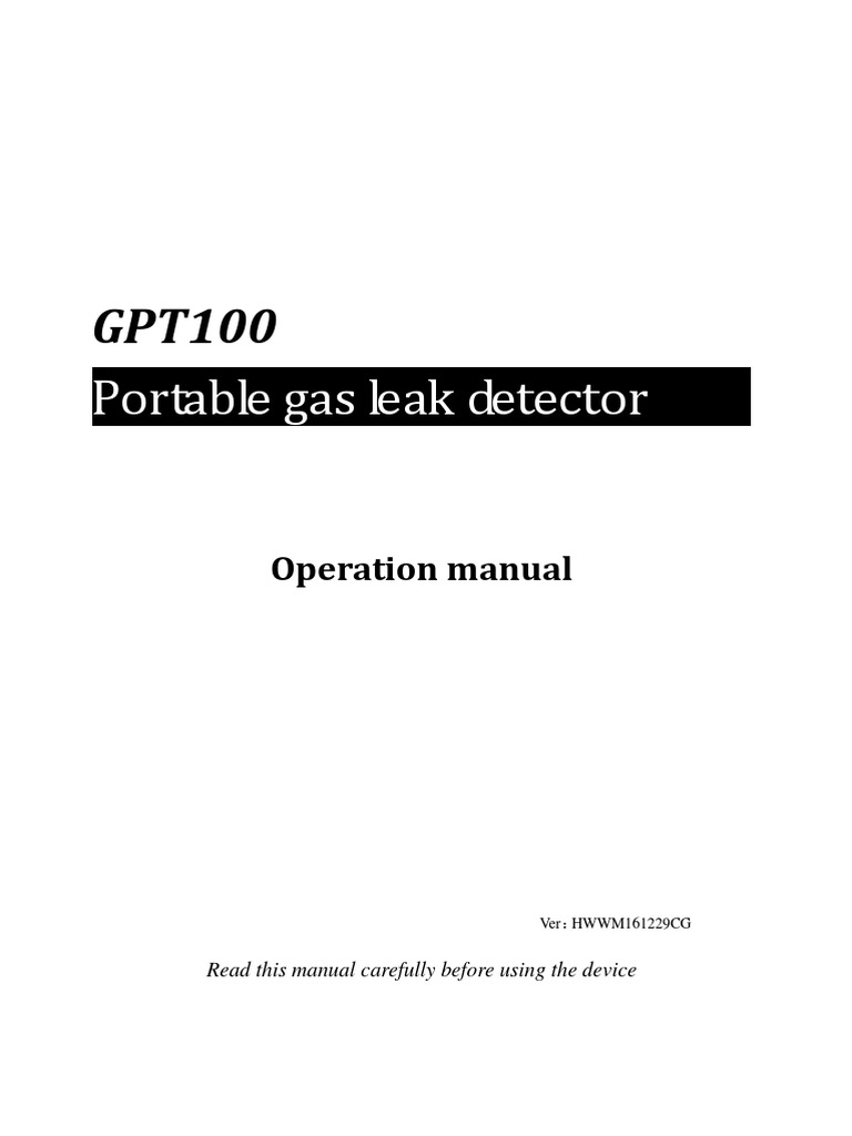 GPT100 Portable Gas Detector Manual | PDF | Sensor | Equipment