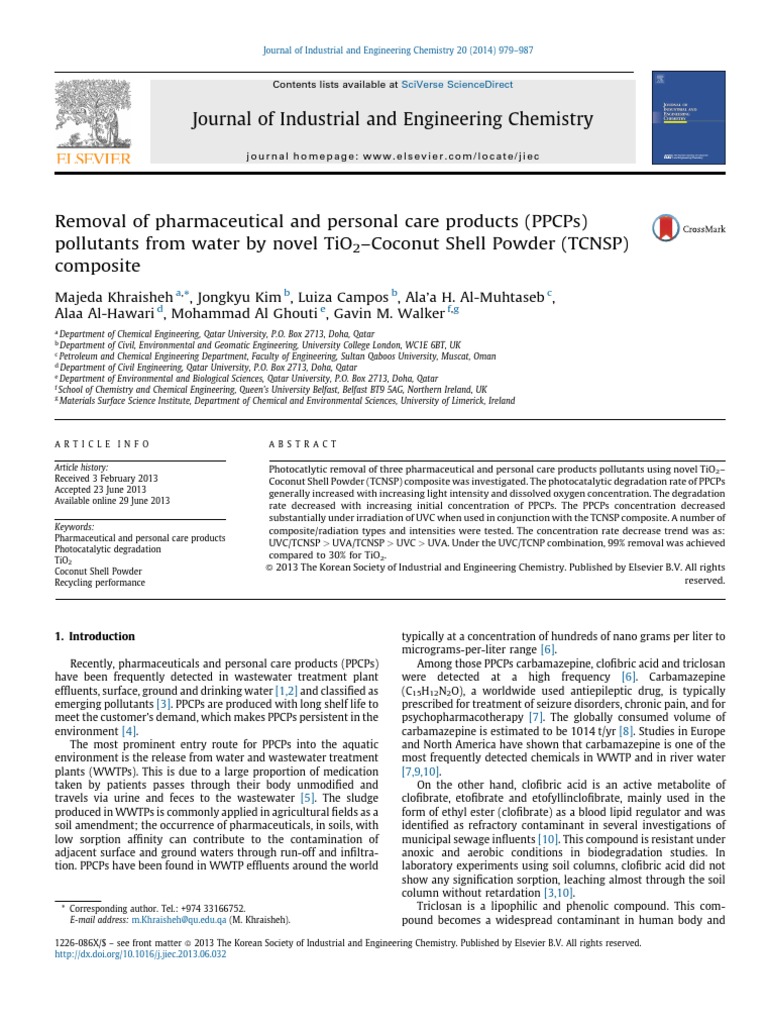 Journal of Industrial and Engineering Chemistry PDF Ph Ultraviolet