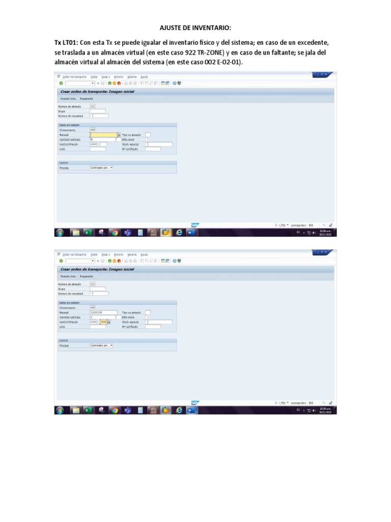 Ajuste de Inventario en SAP | PDF