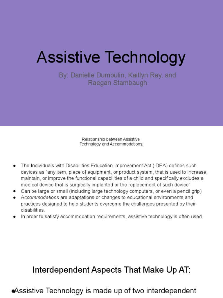 Assistive Technology for Student Accommodations | PDF | Disability ...