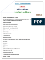 Dhruv Tuition Classes Class-IX Test Science Ch-Work and Energy