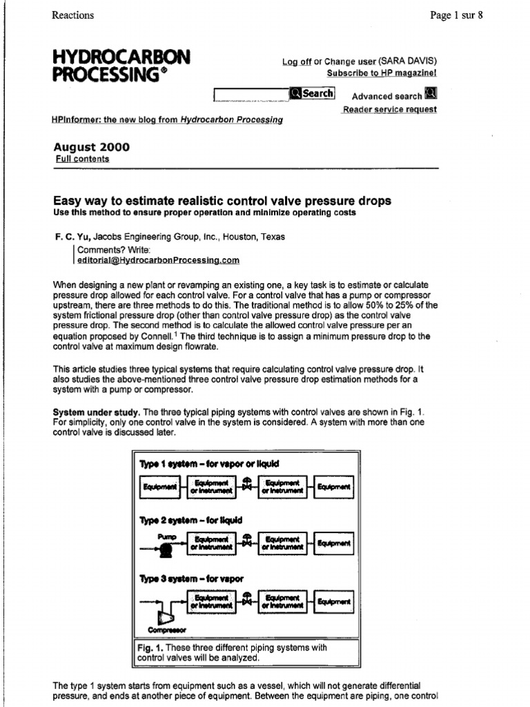 Control Valve Pressure Drop Calculation PDF