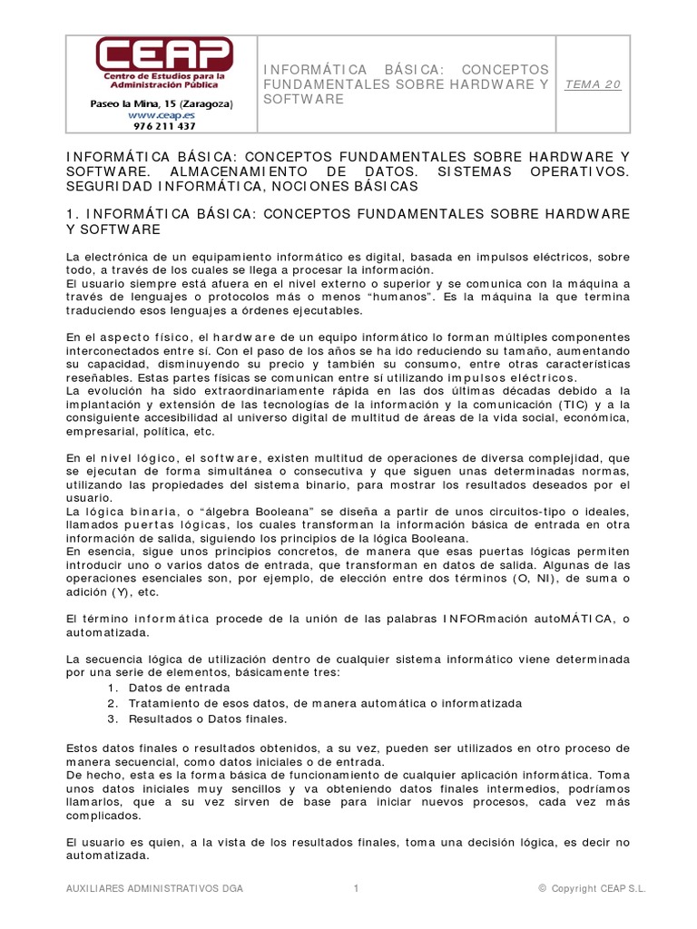 Sistema Operativo | PDF | Hardware de la computadora | Periférico