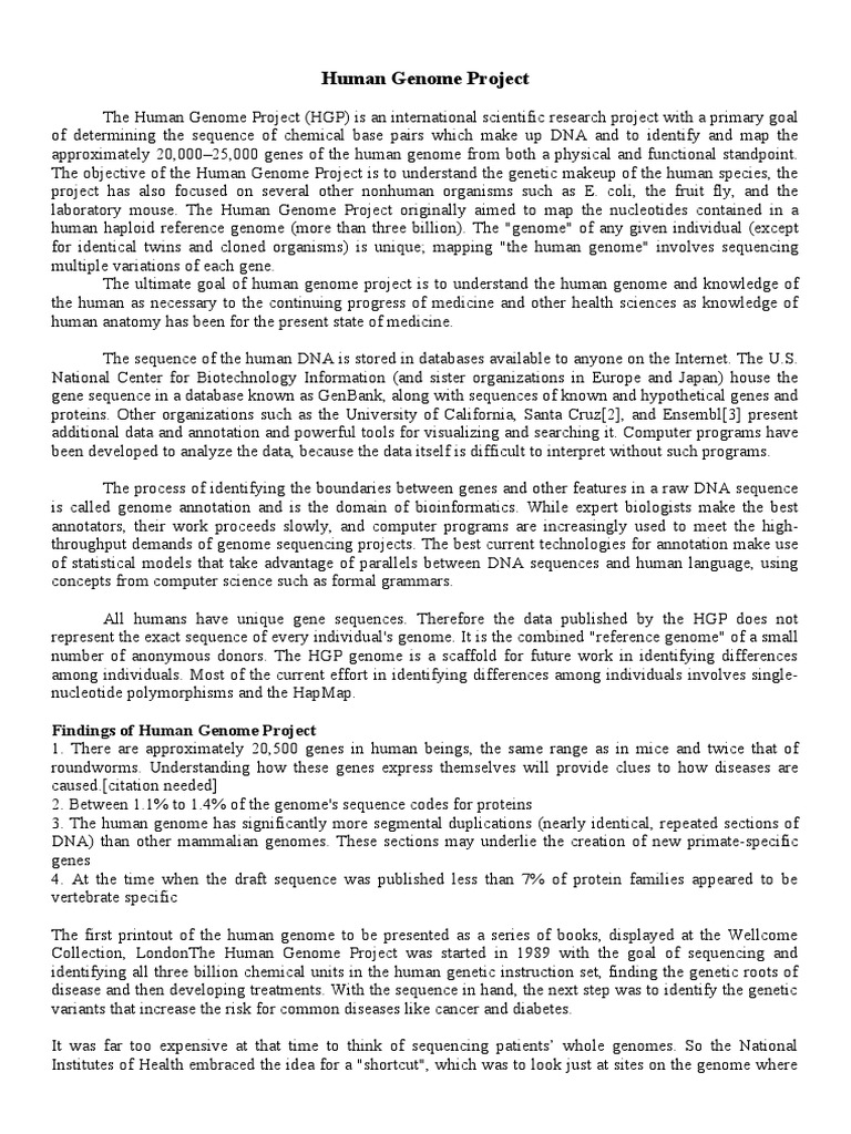 Overview of the Human Genome Project | PDF | Dna Sequencing ...