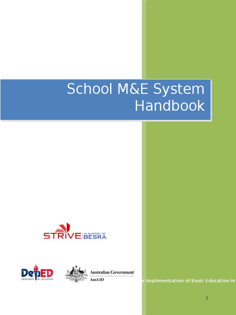 School M E System Handbook | PDF | Evaluation | Monitoring And Evaluation