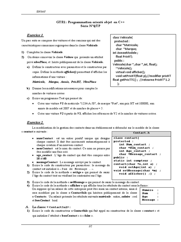 Constructeur en C++ pour Véhicules | PDF | Constructeur (programmation ...