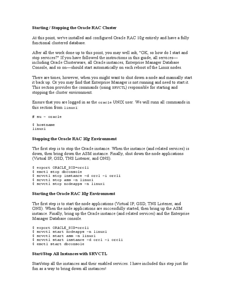 Manage Oracle RAC 10g Cluster Services | PDF | Teaching Methods ...
