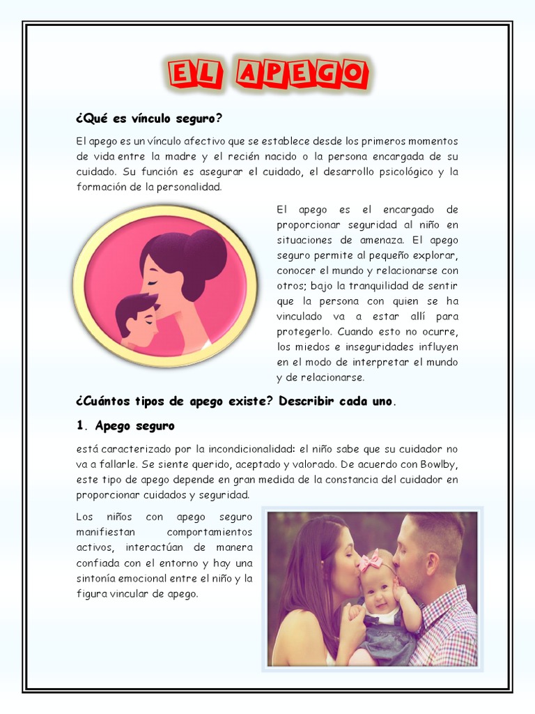 El Apego | PDF | Teoría de apego | Desarrollo humano