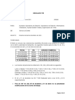 Circular N°55 Horarios  de turnos diciembre de 2021