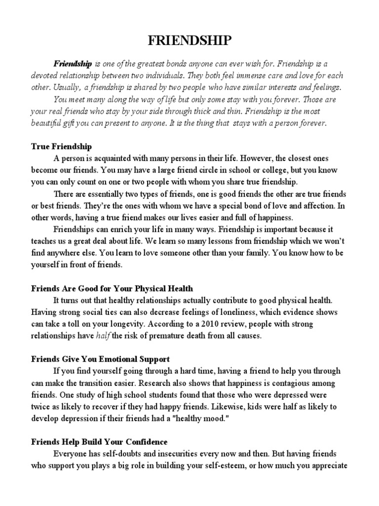 What Is A True Friend Essay