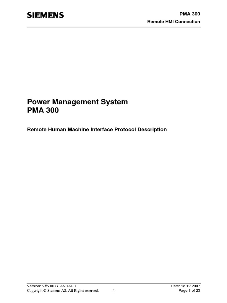 Power Management System PMA 300: Remote Human Machine Interface ...