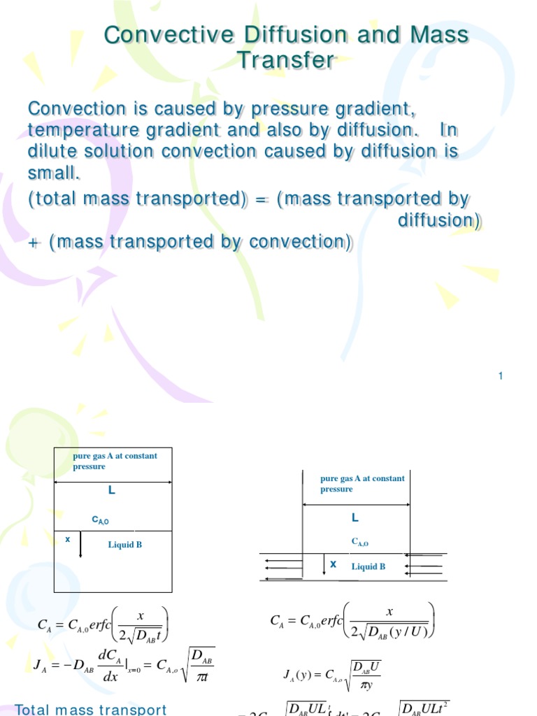 Convective Diffusion and Mass Transfer PDF Fluid Dynamics Diffusion