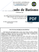 Certificado de Batismo - Provisório