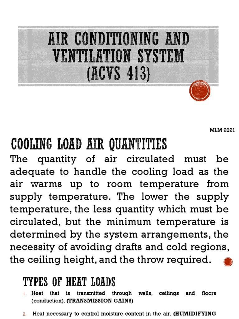 3.0 Cooling Load Calculation PDF Heat Air Conditioning