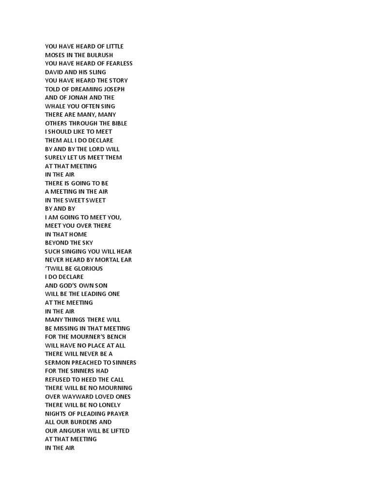 Meeting in The Air Lyrics PDF Religious Texts Torah Books