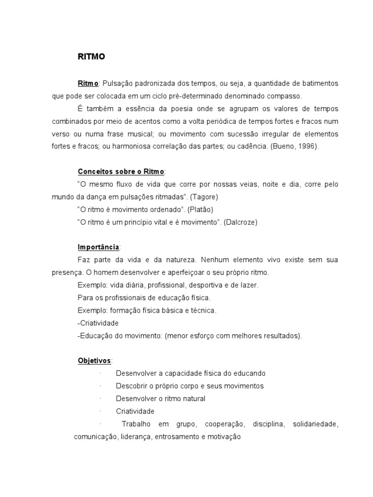 Conceito e Importância do Ritmo | PDF | Ritmo | Platão