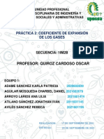 Práctica 2: Coeficiente de Expansión de Los Gases: Profesor: Quiroz Cardoso Oscar