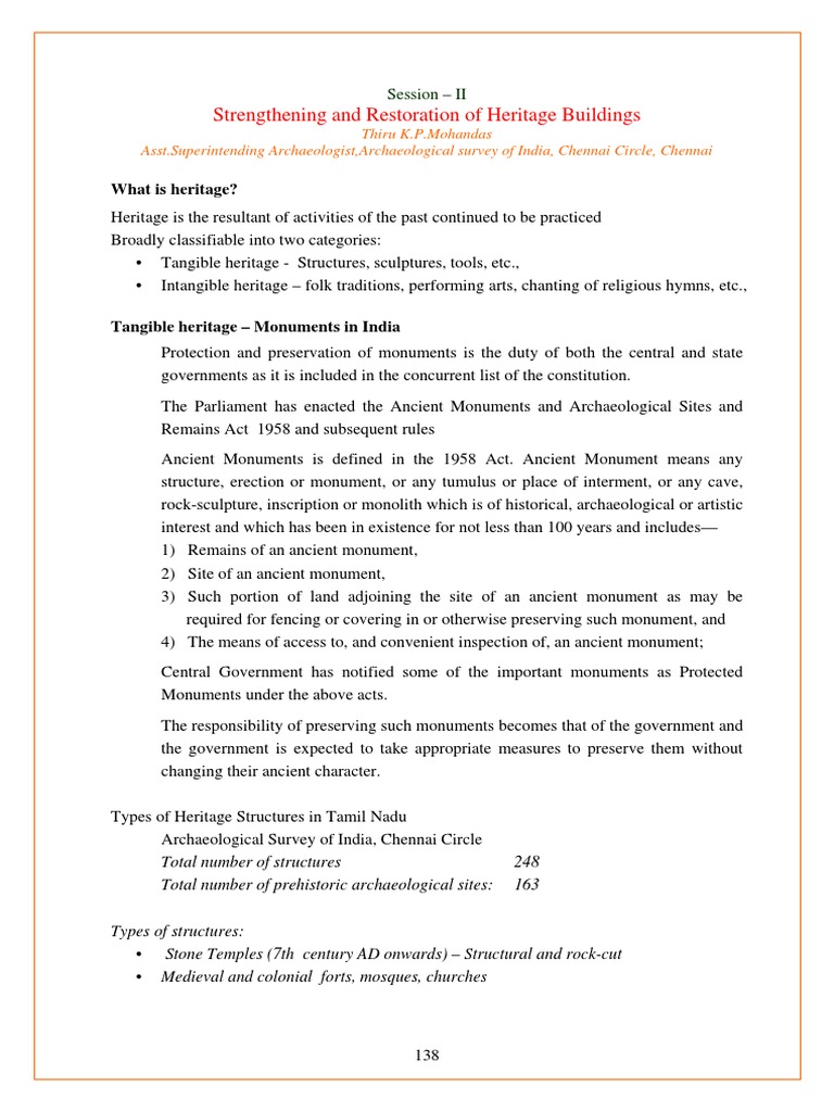Heritage Building Conservation in Tamil Nadu | PDF | Social Science ...