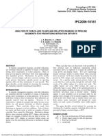 Analysis of Crack-Like Flaws and Relative Ranking of Pipeline Segments For Prioritizing Mitigation Efforts