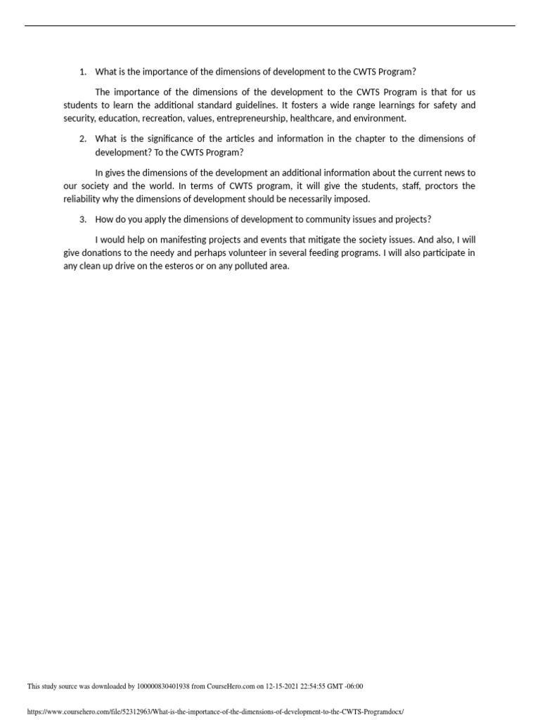 Importance of Development in CWTS Program | PDF | Business