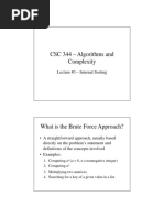 CSC 344 - Algorithms and Complexity: Lecture #3 - Internal Sorting