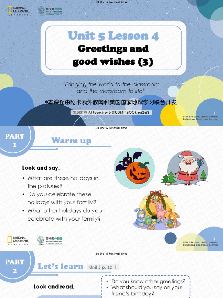 Unit 5 Lesson 4 Greeting and Good Wishes 3 | PDF | Christmas And ...