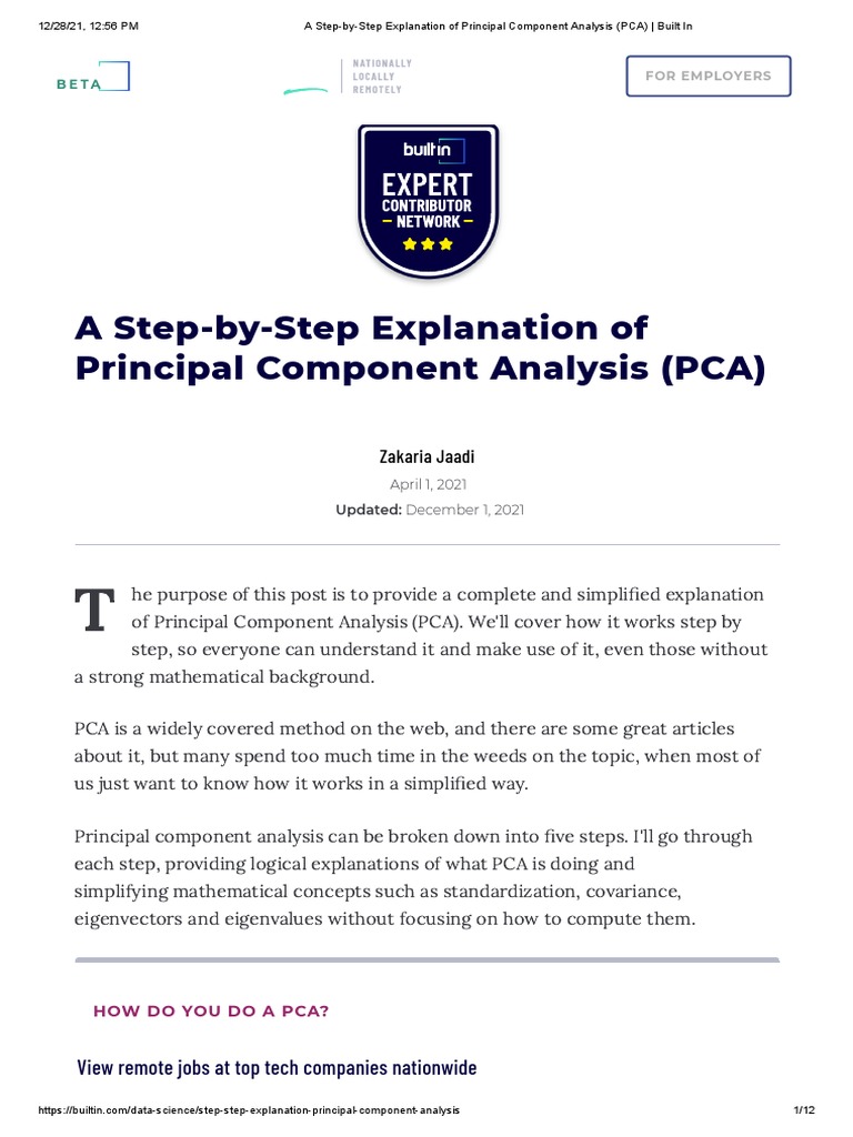 Simplified Guide to PCA Analysis | PDF | Principal Component Analysis ...
