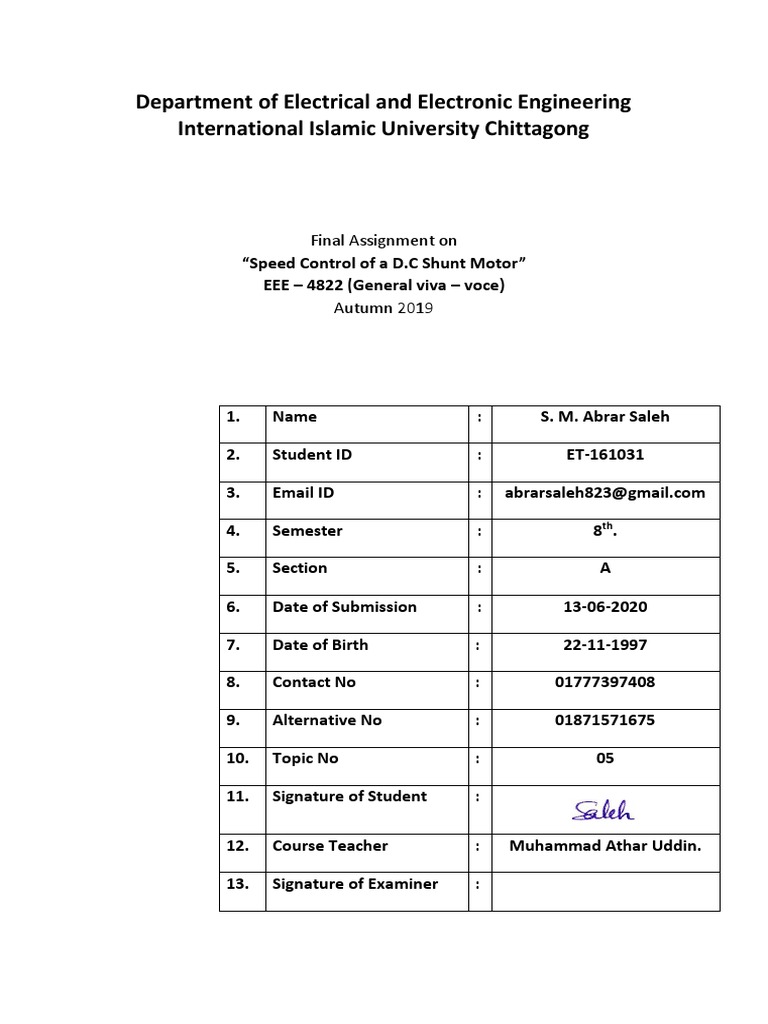 DC Shunt Motor Speed Control Methods | PDF | Electric Motor ...