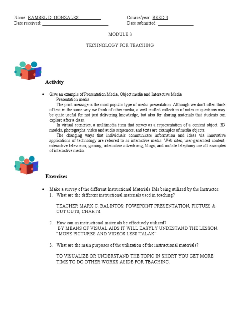 Instructional Materials in Teaching | PDF | Mass Media | Teachers